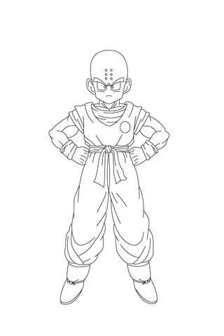 Kuririn Looks Scary With His Hands On His Hips Coloring Page